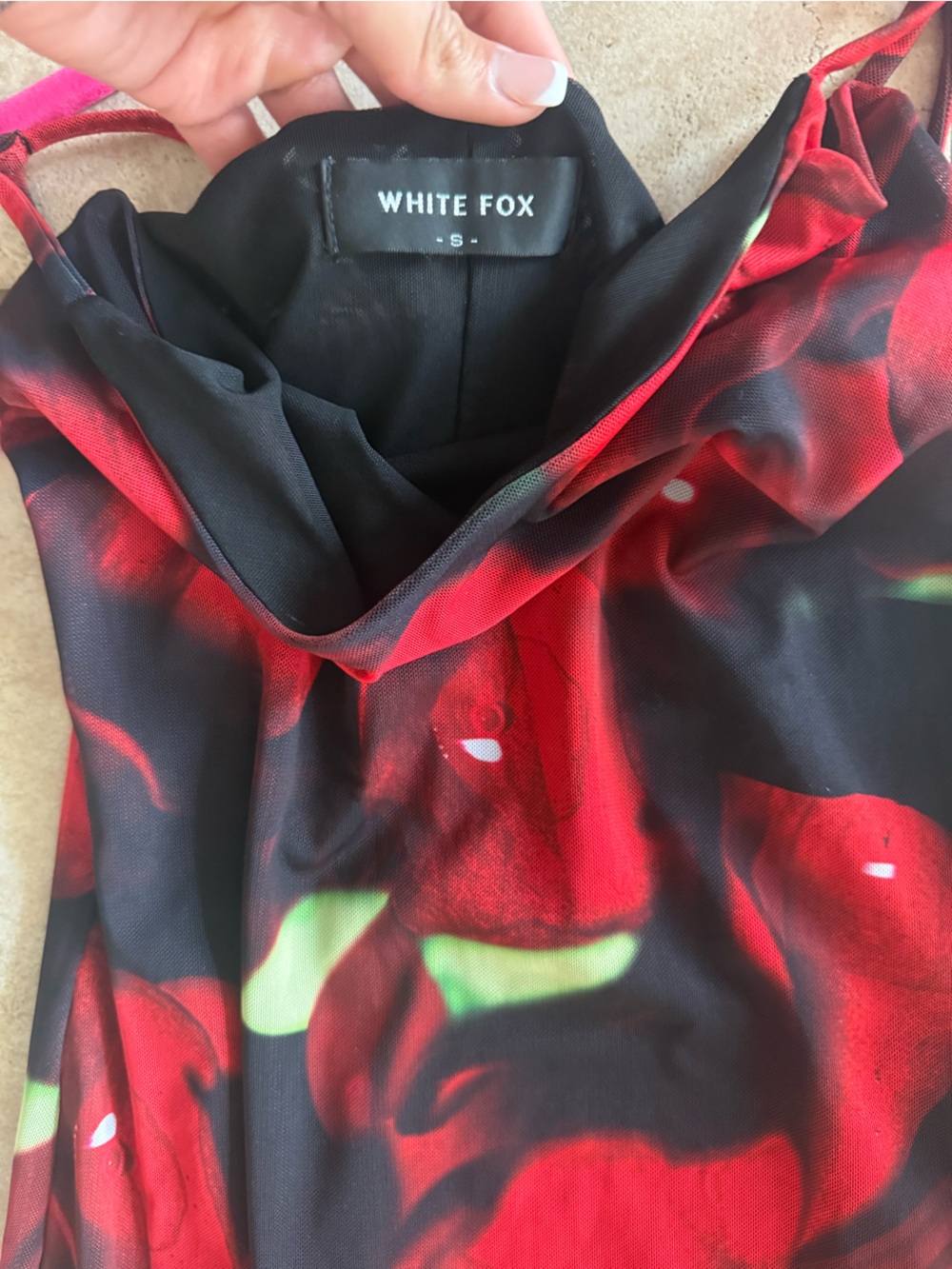 White Fox Rose Print Mesh Maxi Dress
Size S | Excellent Condition